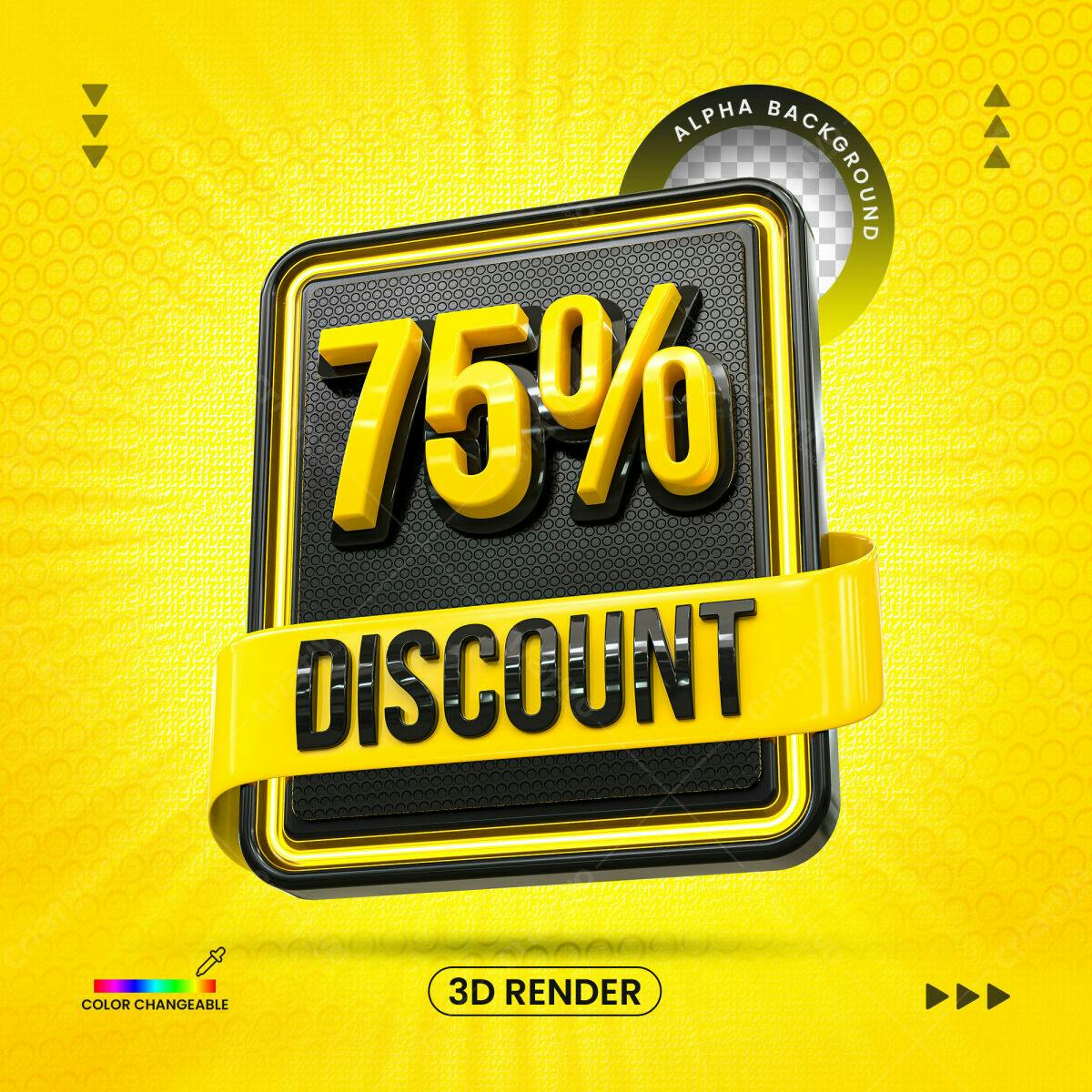 Selo 3D promocional amarelo e preto