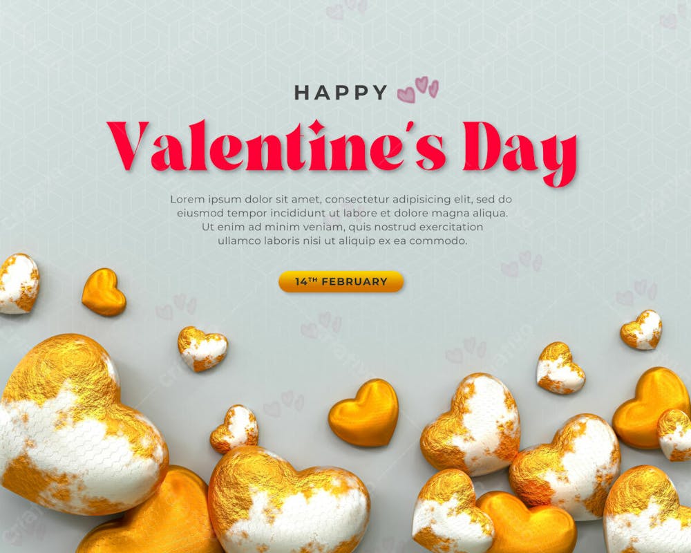 3D Rendering Happy Valentine&#39;S Day Instagram Or Social Media Post With Heart Icon