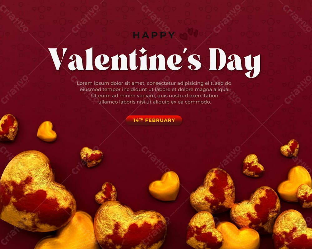 3D Rendering Happy Valentine&#39;S Day Instagram Or Social Media Post With Heart Icon