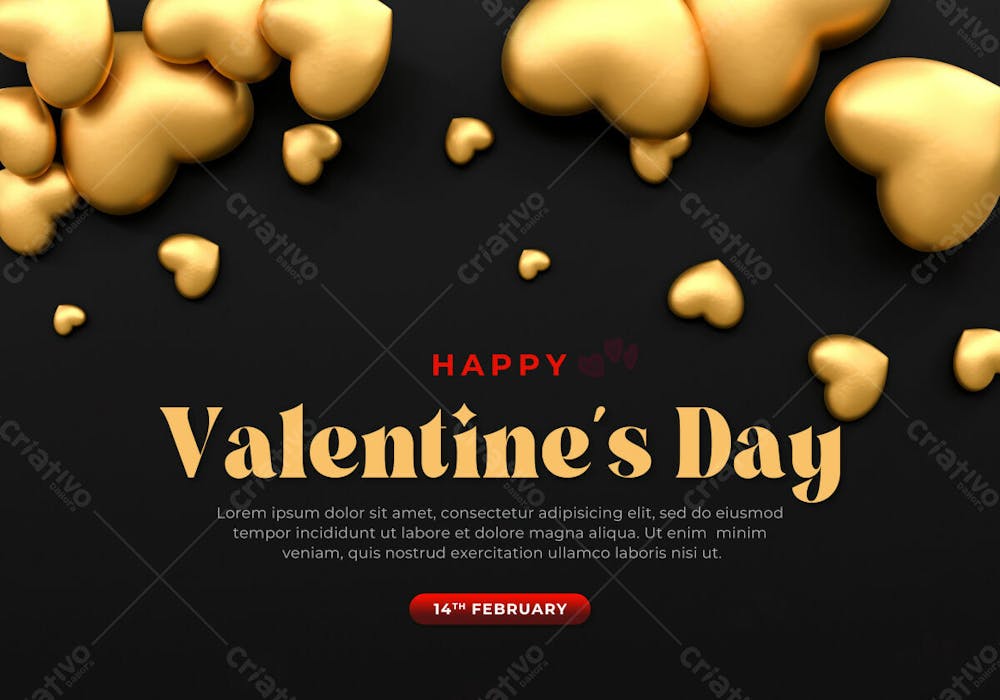 3D Rendering Happy Valentine&#39;S Day Instagram Or Social Media Post With Heart Icon