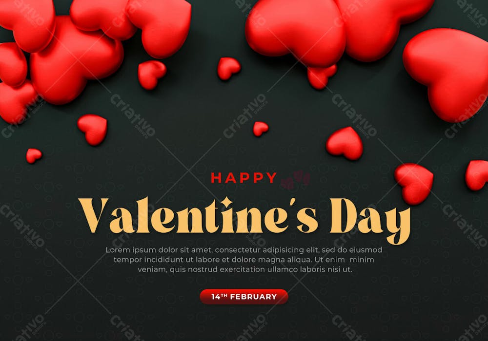 3D Rendering Happy Valentine&#39;S Day Instagram Or Social Media Post With Heart Icon
