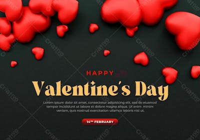 3D Rendering Happy Valentine&#39;S Day Instagram Or Social Media Post With Heart Icon
