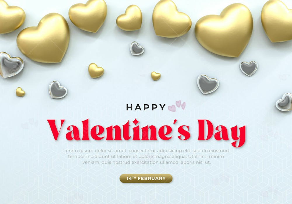 3D Rendering Happy Valentine&#39;S Day Instagram Or Social Media Post With Heart Icon
