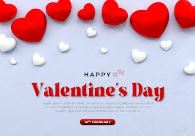 3D Rendering Happy Valentine&#39;S Day Instagram Or Social Media Post With Heart Icon