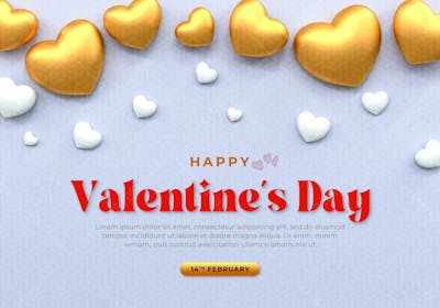 3D Rendering Happy Valentine&#39;S Day Instagram Or Social Media Post With Heart Icon