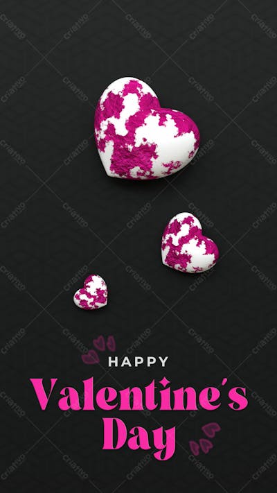 3D Rendering Happy Valentine&#39;S Day Instagram Or Social Media Post With Heart Icon