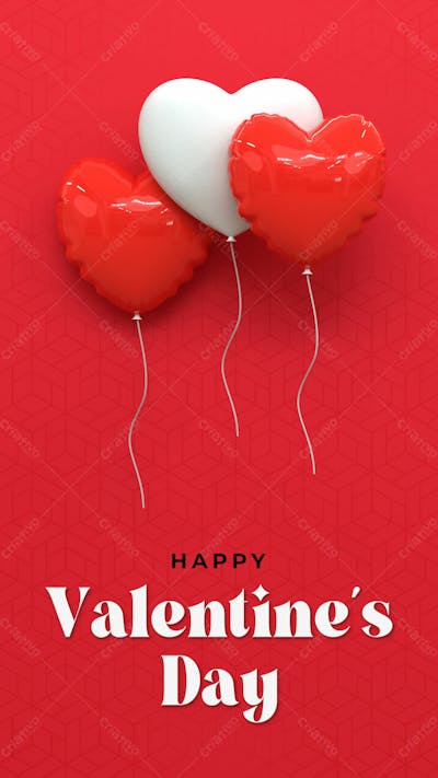 3D Rendering Happy Valentine&#39;S Day Instagram Or Social Media Post With Heart Icon