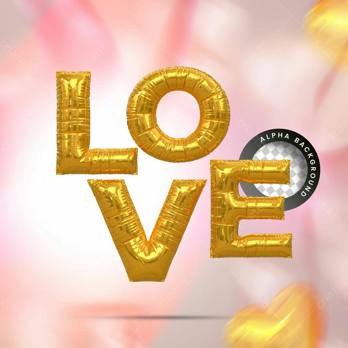 Balões Amor Dia dos Namorados PSD Editável