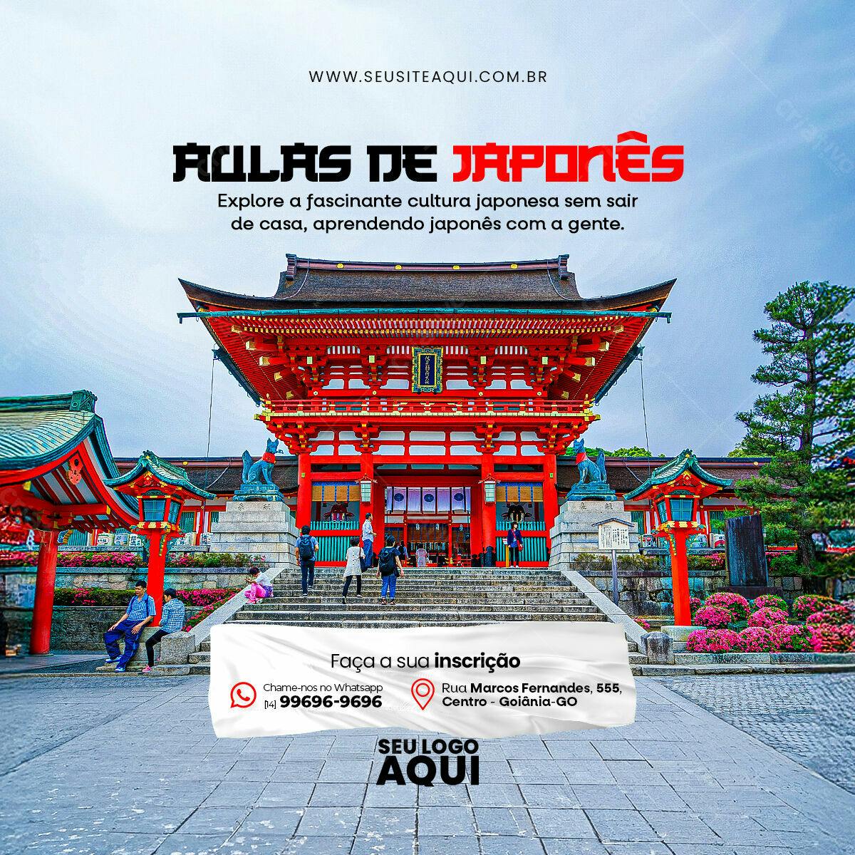 Flyer Aulas de Japonês PSD Editável