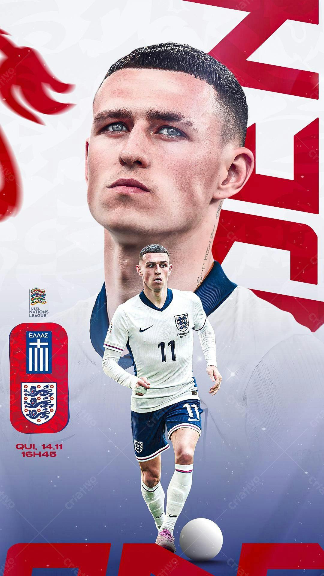 Poster para Jogo de Futebol Inglaterra x Grécia PSD Editável