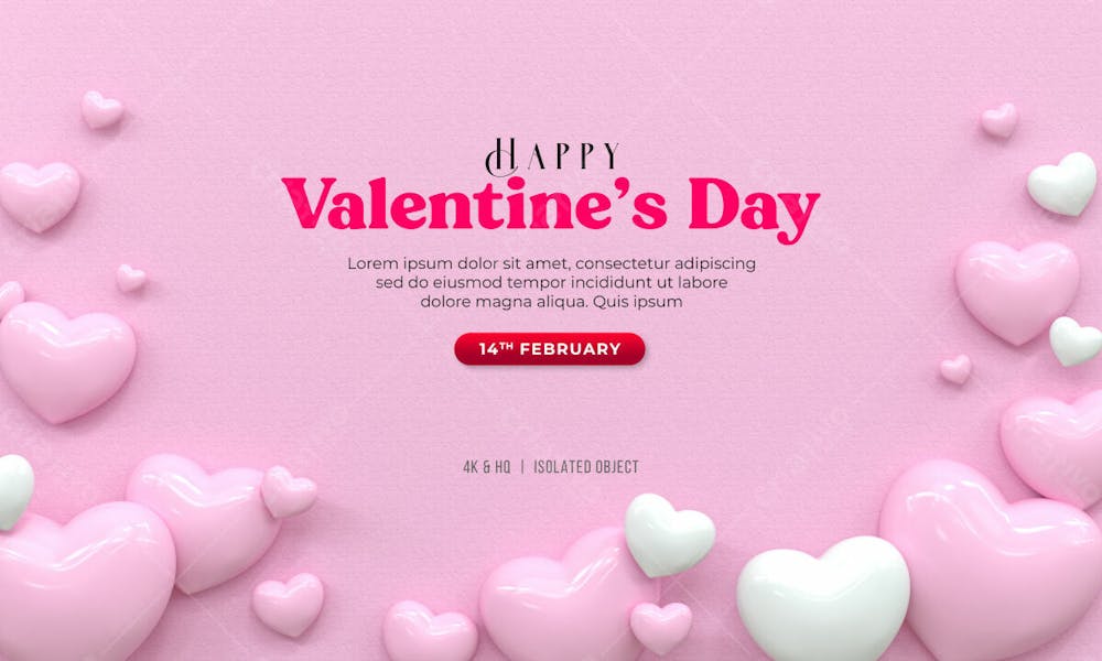 3D Rendering Happy Valentine&#39;S Day Instagram Or Social Media Post With Heart Icon