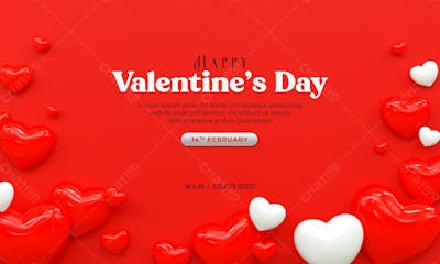 3D Rendering Happy Valentine&#39;S Day Instagram Or Social Media Post With Heart Icon