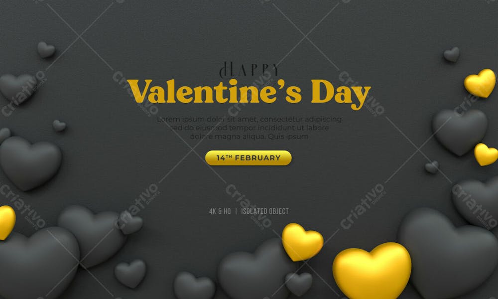 3D Rendering Happy Valentine&#39;S Day Instagram Or Social Media Post With Heart Icon