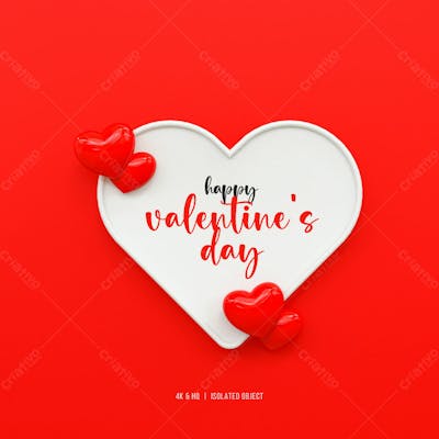 3D Rendering Happy Valentine&#39;S Day Instagram Or Social Media Post With Heart Icon