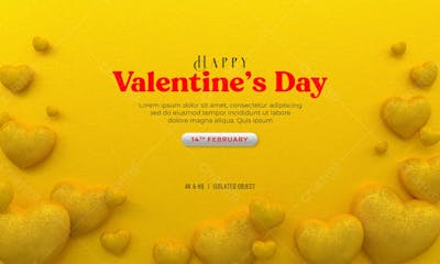 3D Rendering Happy Valentine&#39;S Day Instagram Or Social Media Post With Heart Icon