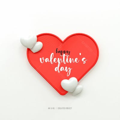 3D Rendering Happy Valentine&#39;S Day Instagram Or Social Media Post With Heart Icon