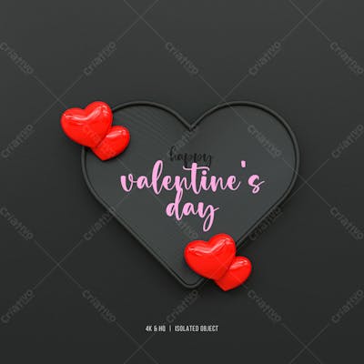 3D Rendering Happy Valentine&#39;S Day Instagram Or Social Media Post With Heart Icon
