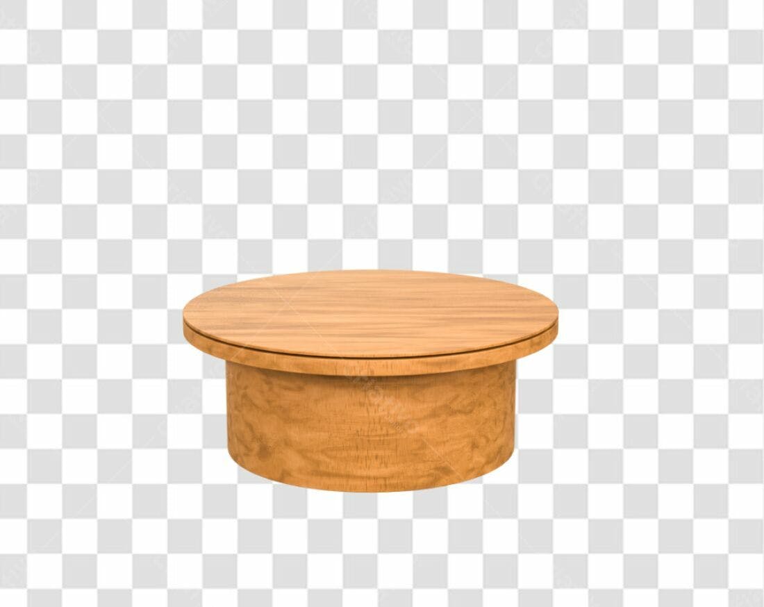 Mockup Mesa de Madeira Redonda PNG com fundo transparente