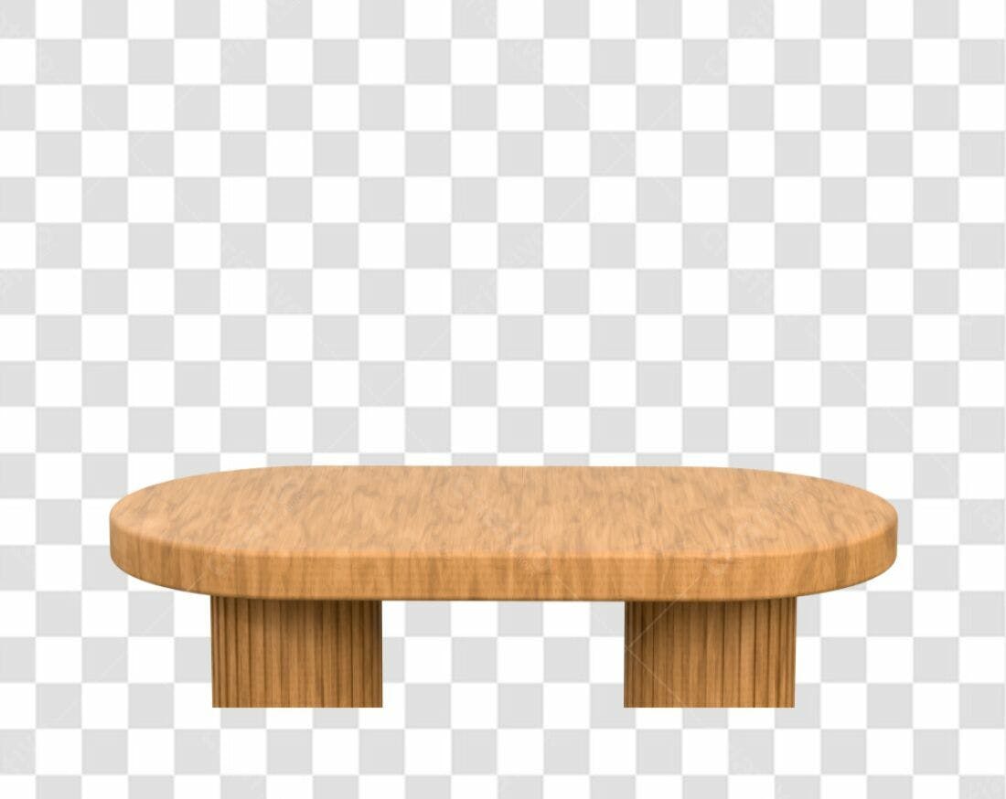 Mockup Mesa Oval Madeira PNG com fundo transparente