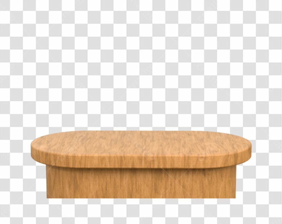 Mockup Mesa Oval Madeira PNG com fundo transparente