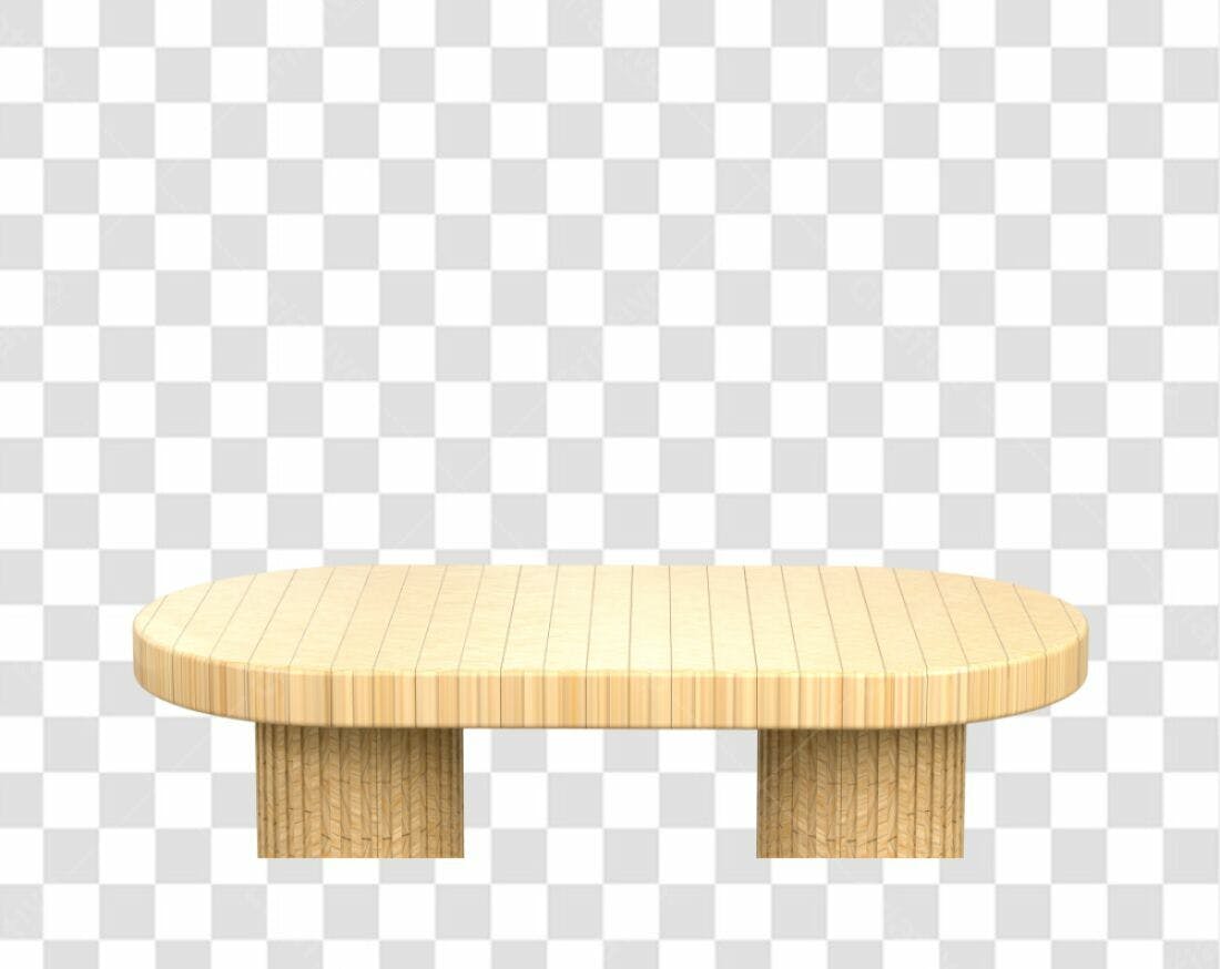 Mockup Mesa Oval Madeira PNG com fundo transparente