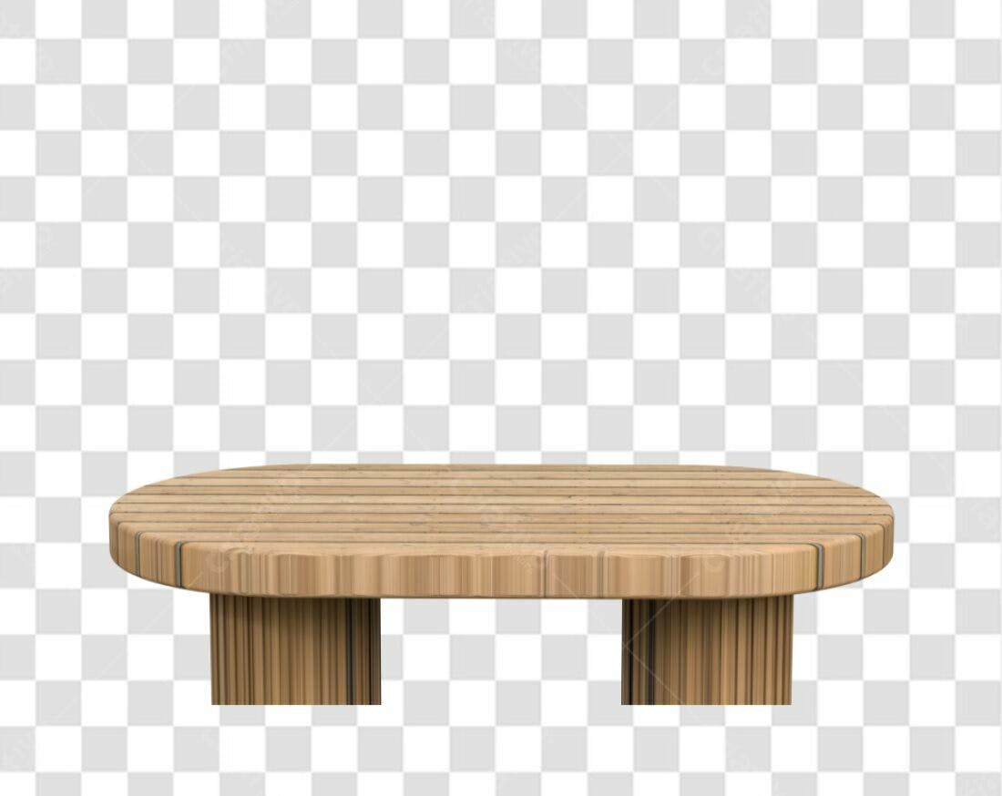 Mockup Mesa Oval Madeira PNG com fundo transparente