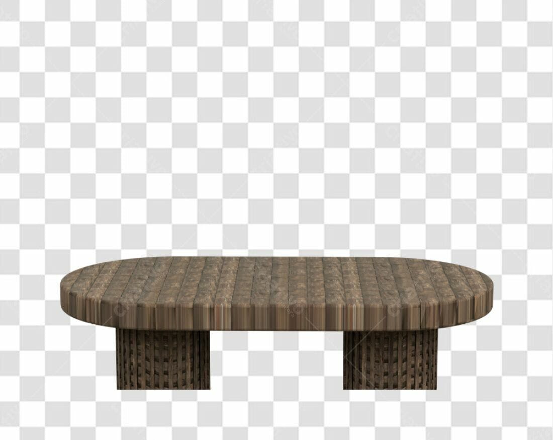 Mockup Mesa Oval Madeira PNG com fundo transparente