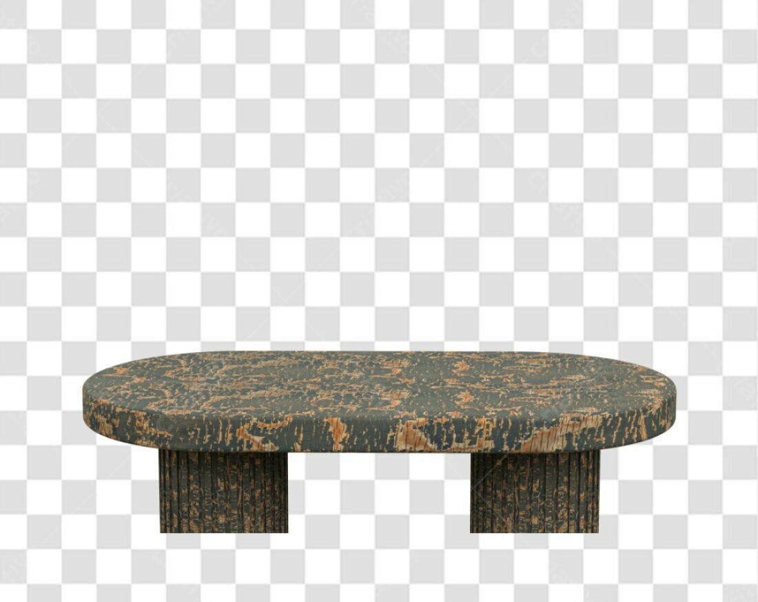 Mockup Mesa Oval Madeira PNG com fundo transparente