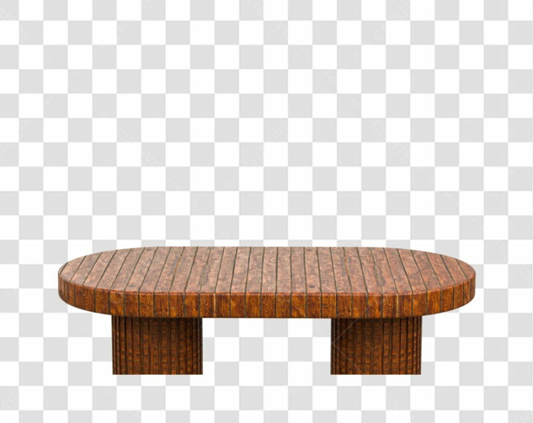 Mesa de Madeira Oval PNG com fundo transparente