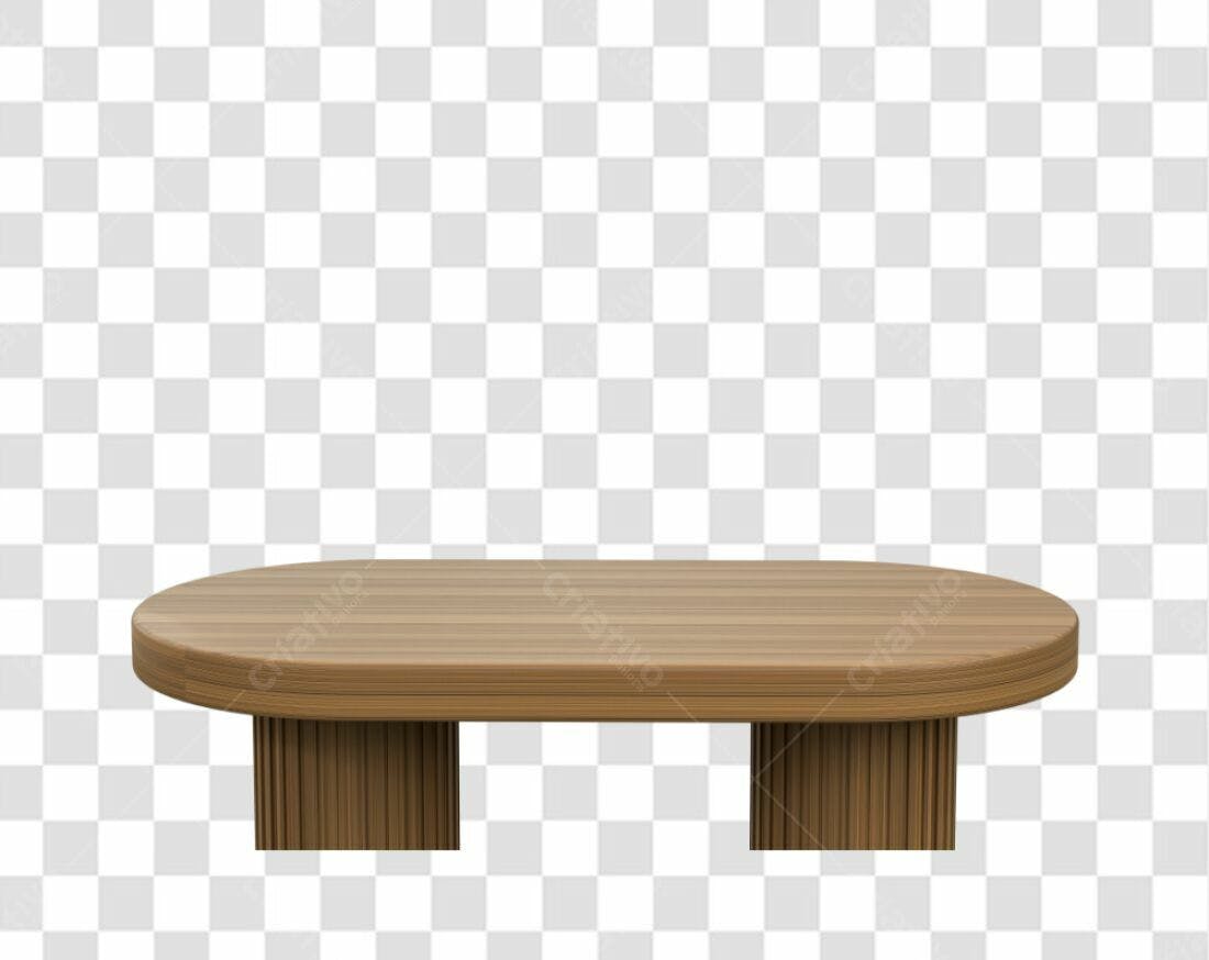 Mesa de Madeira Oval PNG com fundo transparente