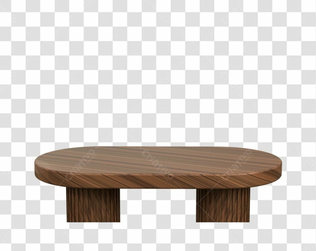 Mockup Mesa Oval Madeira PNG com fundo transparente