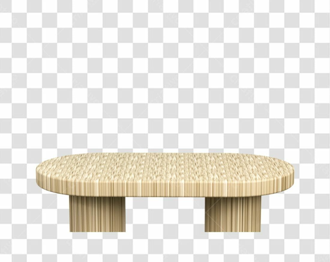 Mockup Mesa Oval Madeira PNG com fundo transparente