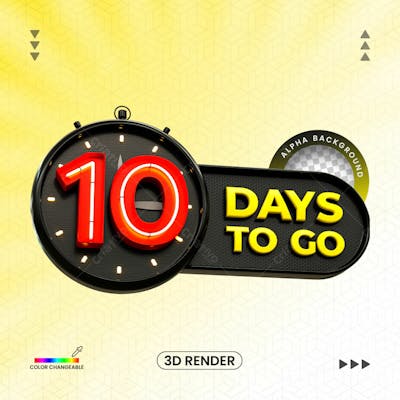 3D Rendering Days To Go Number With 3D Clock Banner Design Template With Transparent Background