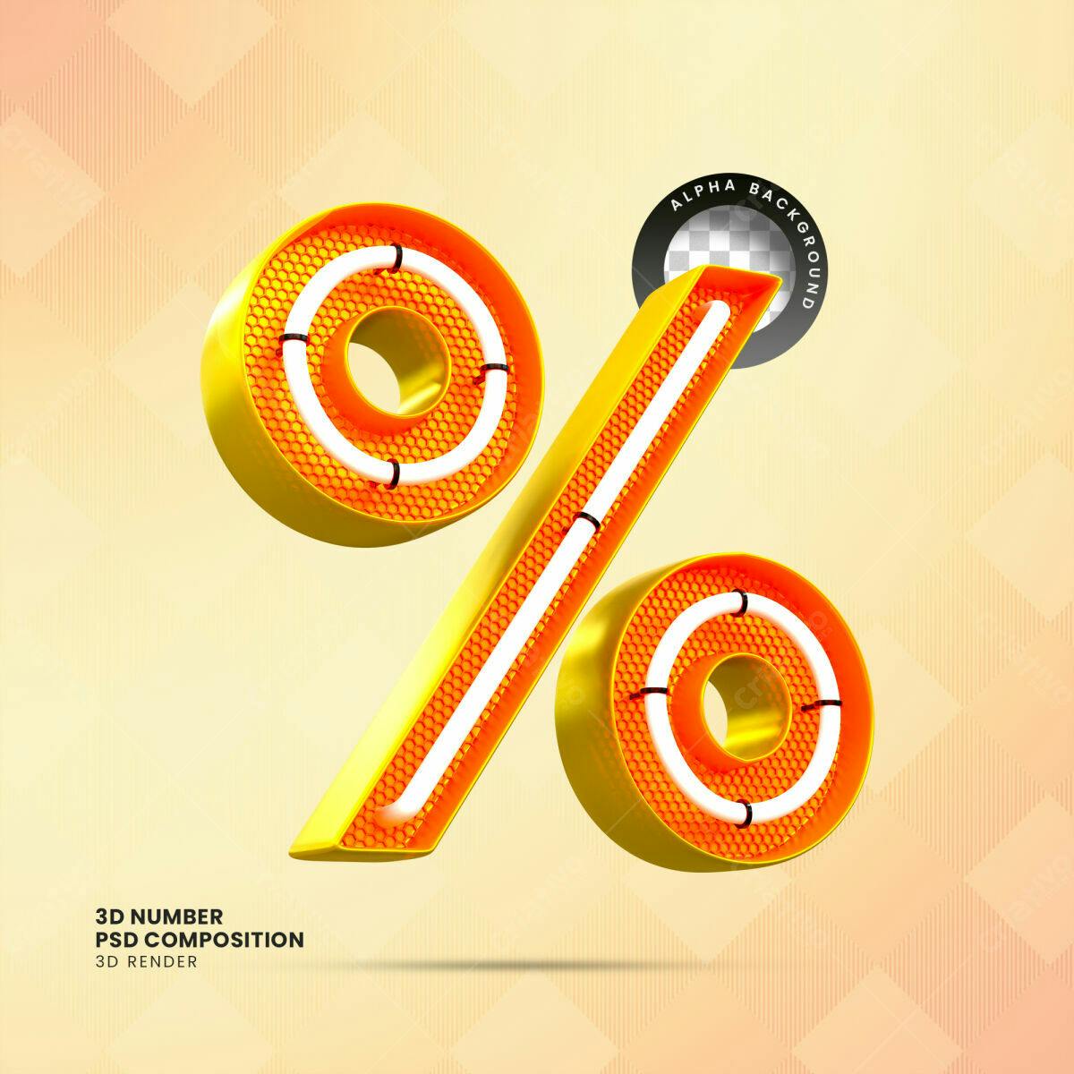 Selo 3D promocional dourado e laranja neon