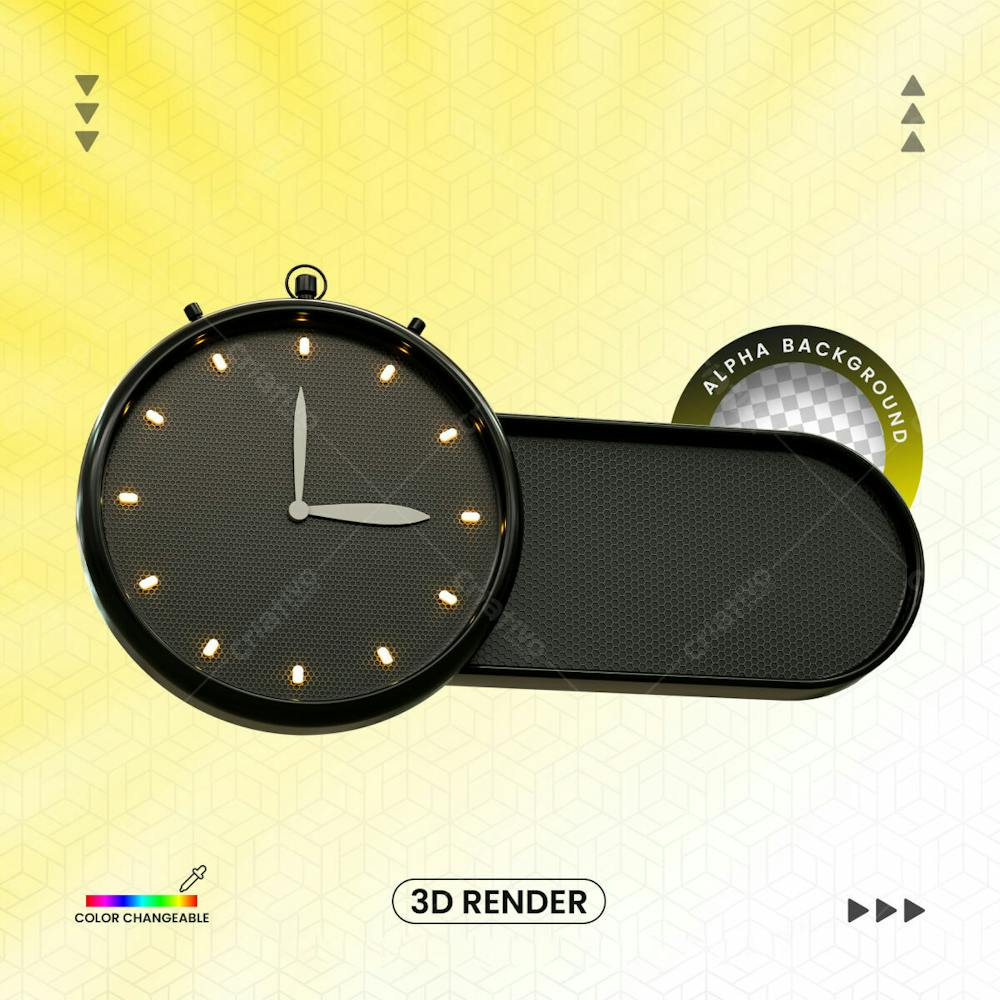 3D Rendering Days To Go Number With 3D Clock Banner Design Template With Transparent Background