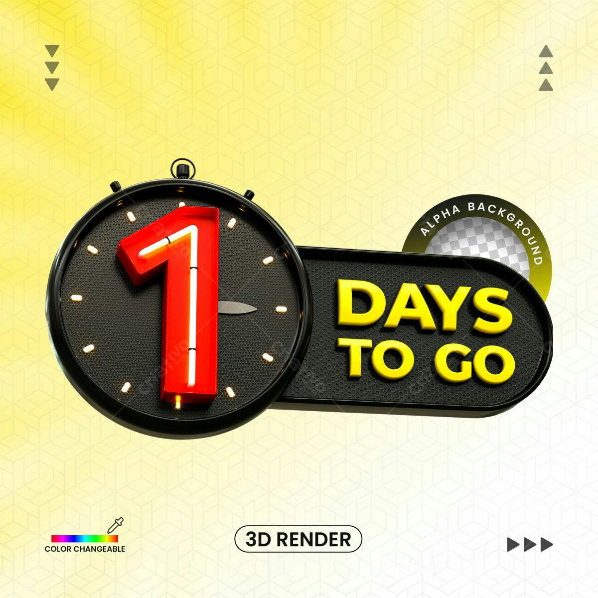 Selo 3D promocional contagem regressiva vermelho e amarelo