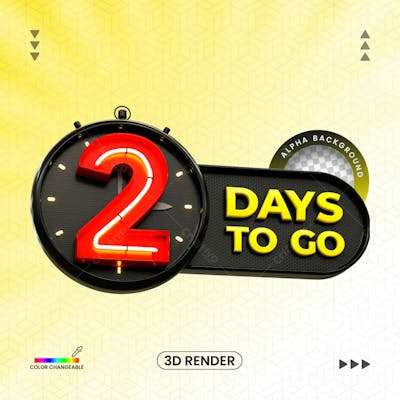 3D Rendering Days To Go Number With 3D Clock Banner Design Template With Transparent Background