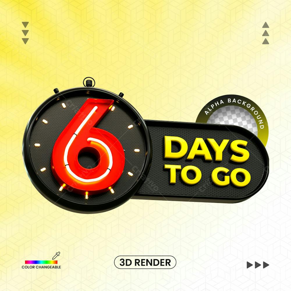 3D Rendering Days To Go Number With 3D Clock Banner Design Template With Transparent Background