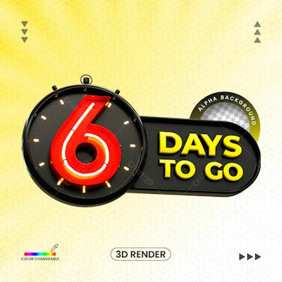 3D Rendering Days To Go Number With 3D Clock Banner Design Template With Transparent Background