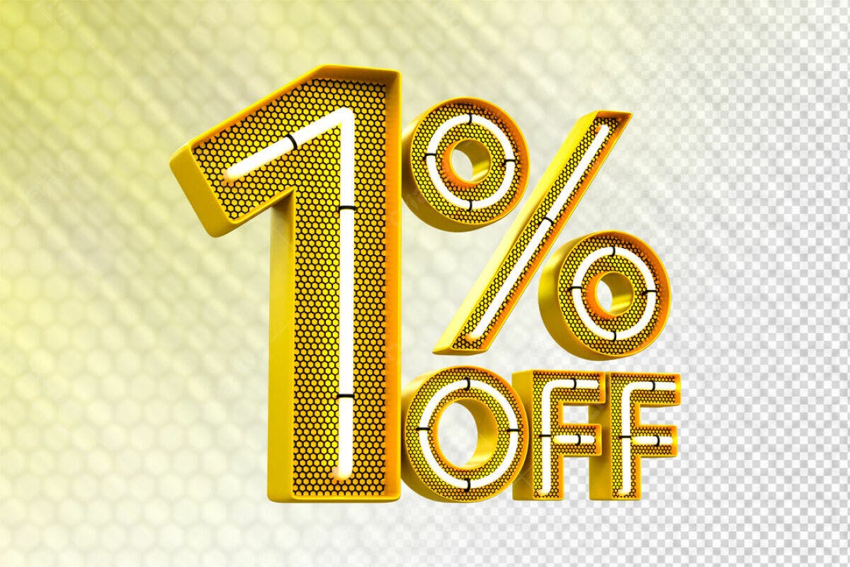 Design 1% OFF Ouro Amarelo PSD Editável