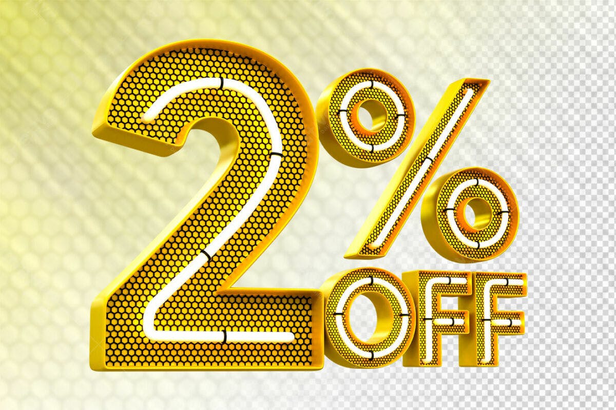 Design de 2% OFF em PSD Editável para Promoções