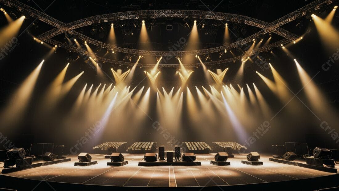 Palco iluminado com sistema de som