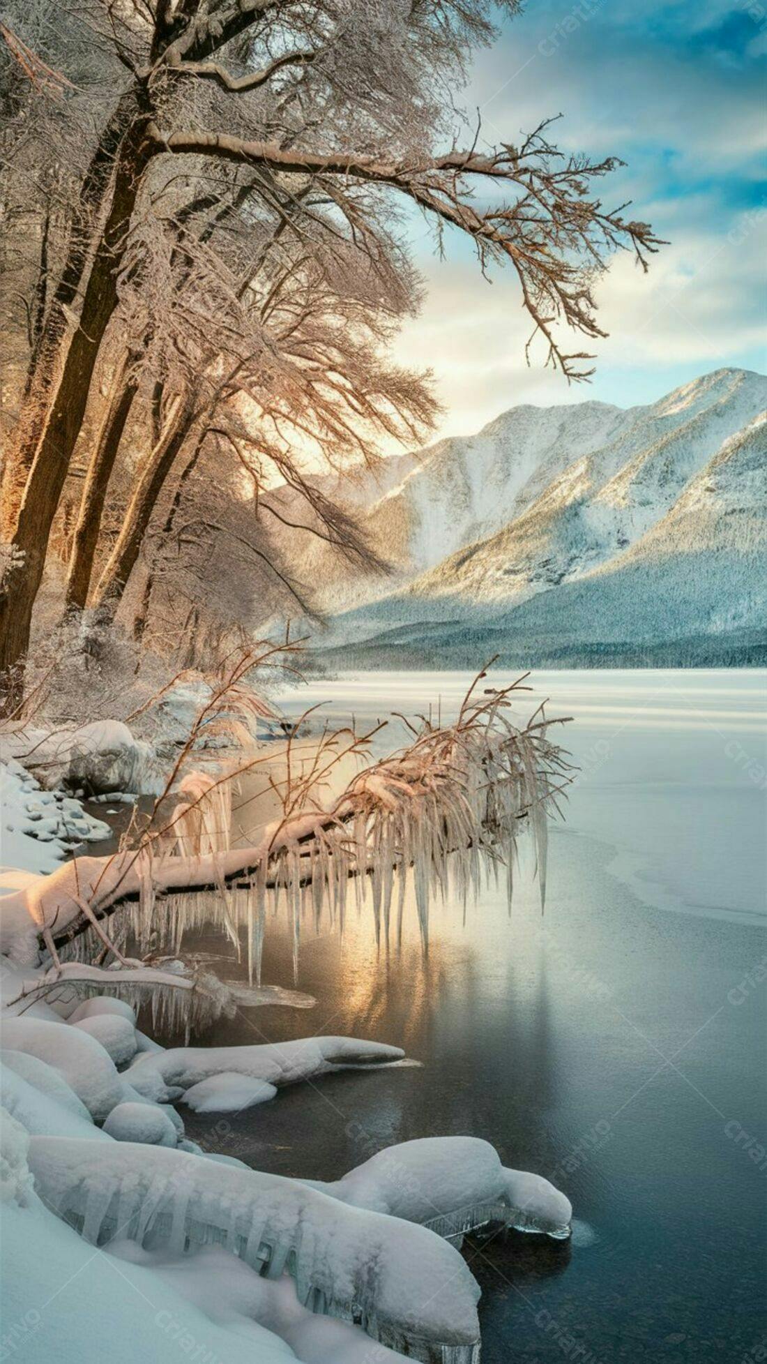 Paisagem Inverno Neve Montanhas Geadas