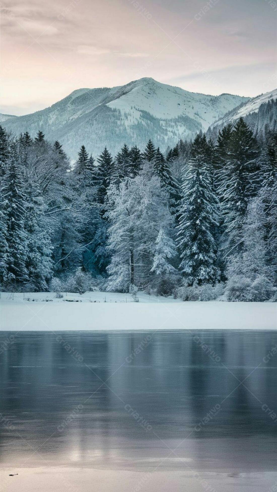 Paisagem nevada lago congelado montanhas