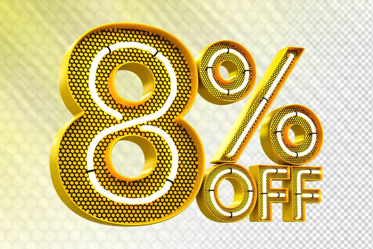 Design de Desconto 8% OFF PSD Editável
