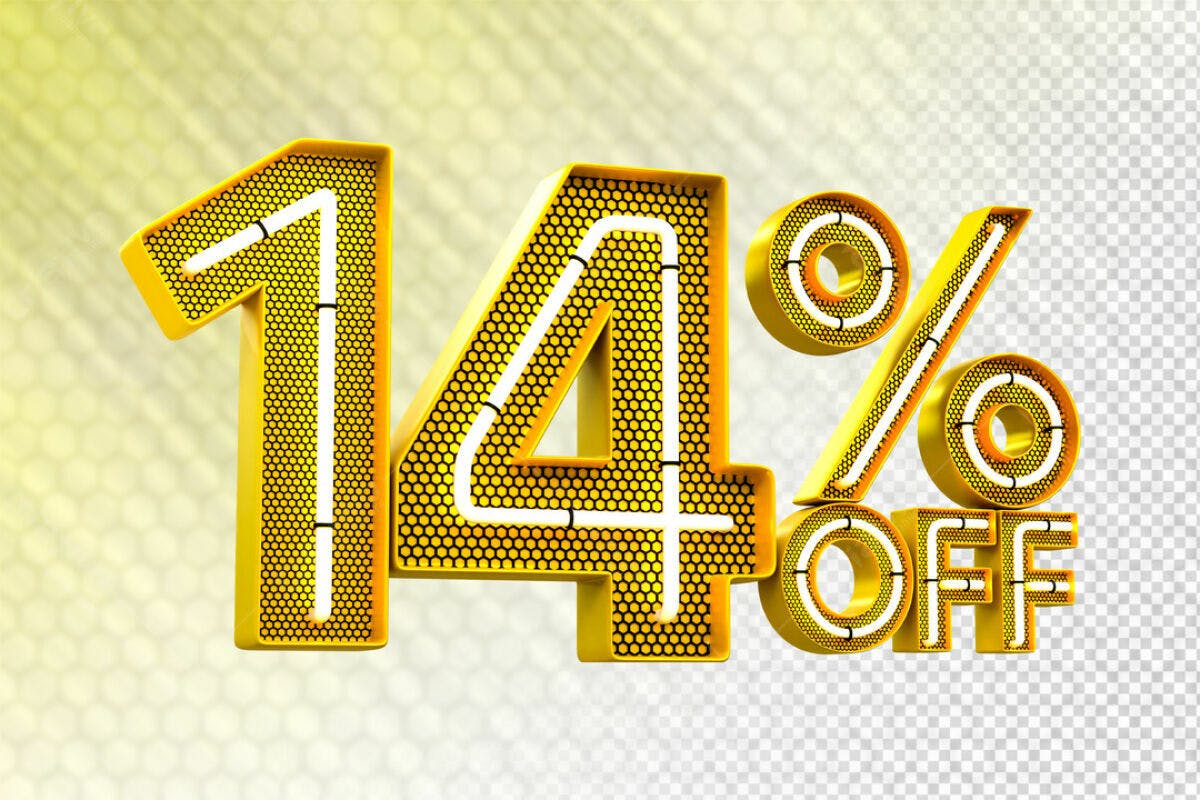 Design de Desconto 14% OFF PSD Editável