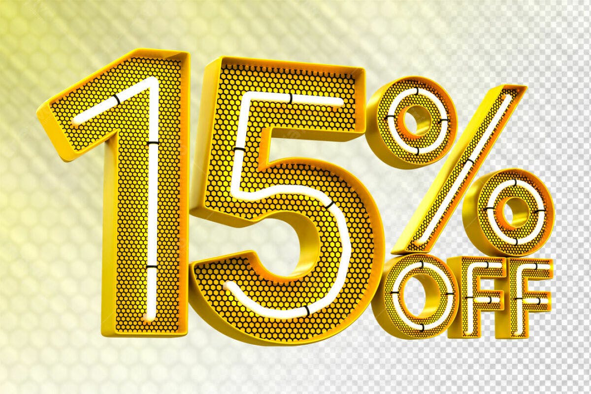 Design de Desconto 15% Off PSD Editável