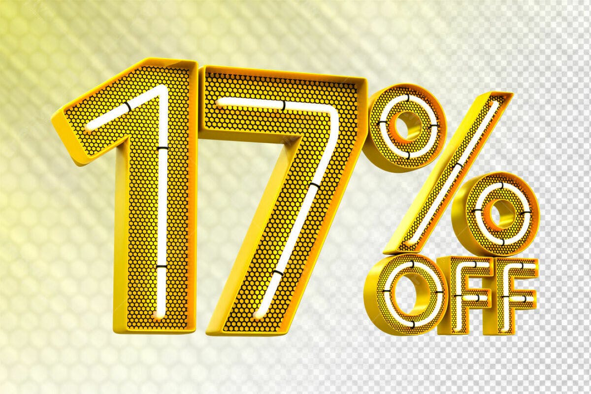 Design de Número 17% Off em PSD Editável