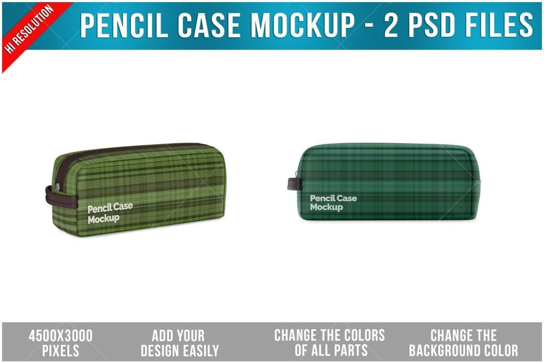 Mockup de Estojo Escolar em Verde e Marrom
