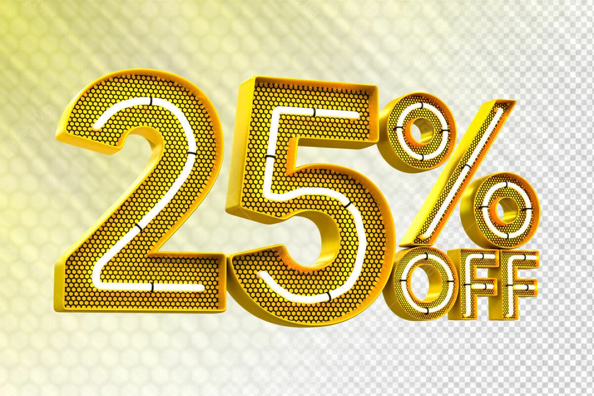 Design de Número 25% OFF em PSD Editável